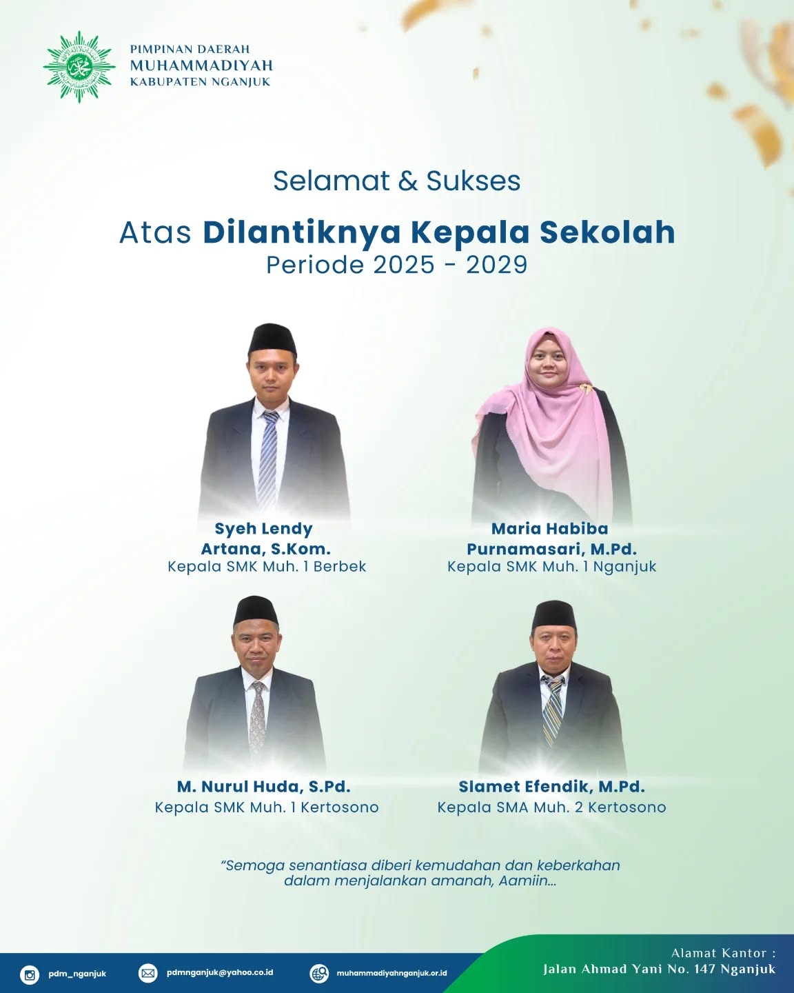 Selamat dan Sukses atas Dilantiknya Kepala SMK Muhammadiyah 1 Nganjuk, SMK Muhammadiyah 1 Berbek, SMK Muhammadiyah 1 Kertosono serta SMA Muhammadiyah 2 Kertosono.

#muhammadiyah #muhammadiyahgerakanku #muhammadiyahjawatimur #muhammadiyahberkemajuan #muhammadiyahnganjuk #nganjuk #sekolamuhammadiyah