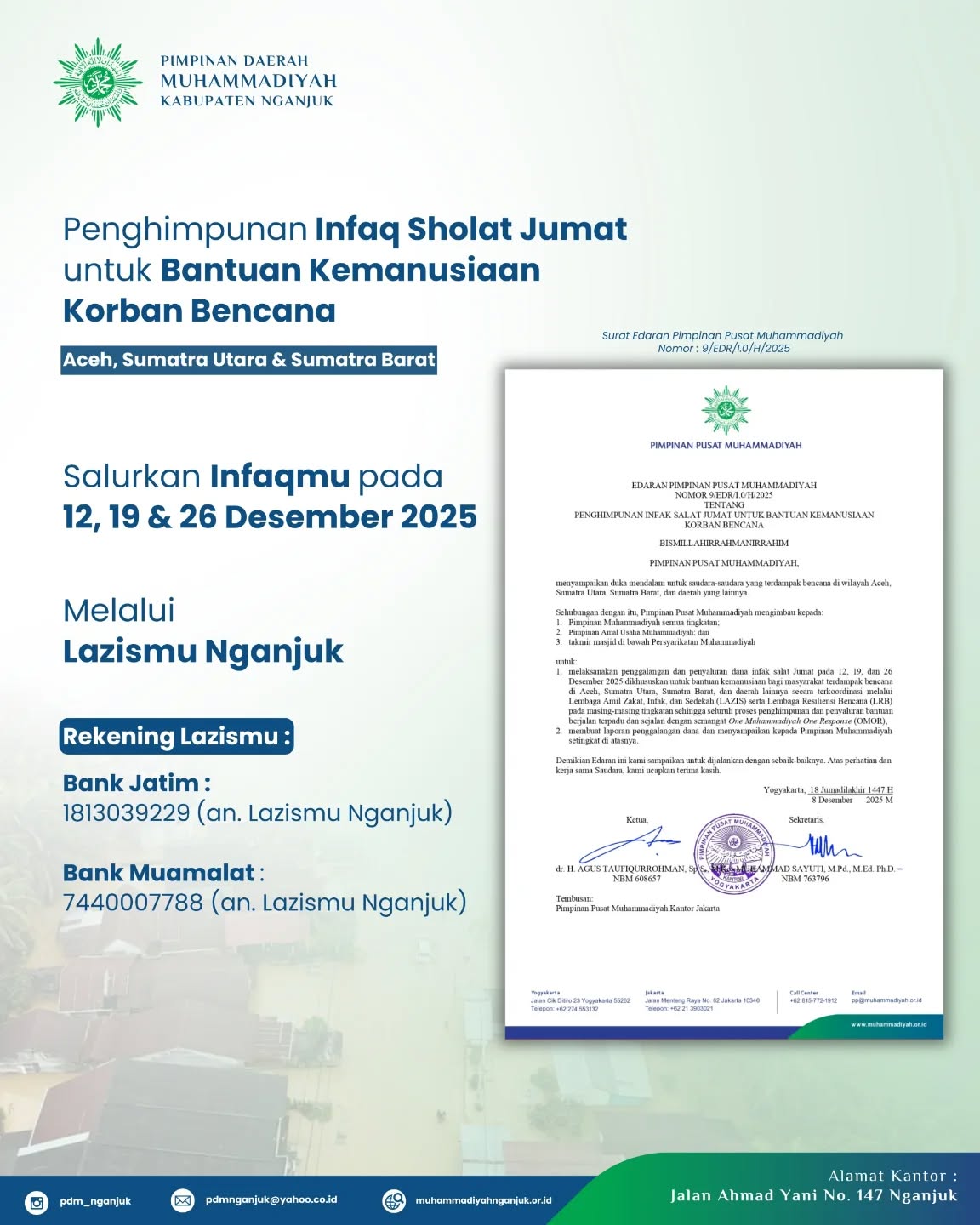 Infaq Sholat Jumat untuk Bantuan Kemanusiaan Korban Bencana Aceh, Sumatra Utara, Sumatra Barat.

#muhammadiyah #prayforaceh #nganjuk