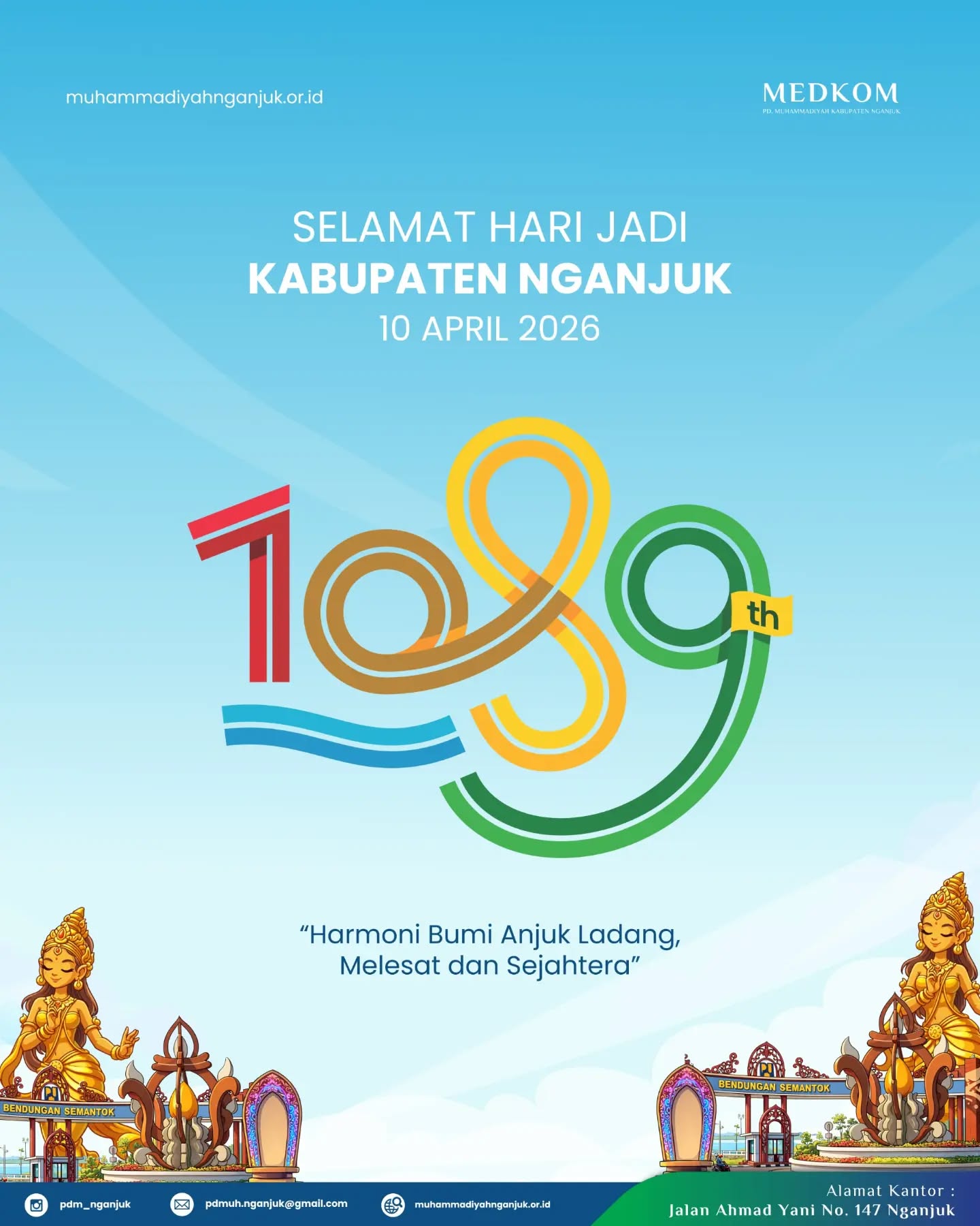 Selamat Hari Jadi Kabupaten Nganjuk ke 1089. "Harmoni Bumi Anjuk Ladang, Melesat dan Sejahtera"

#muhammadiyah #jatim #nganjuk