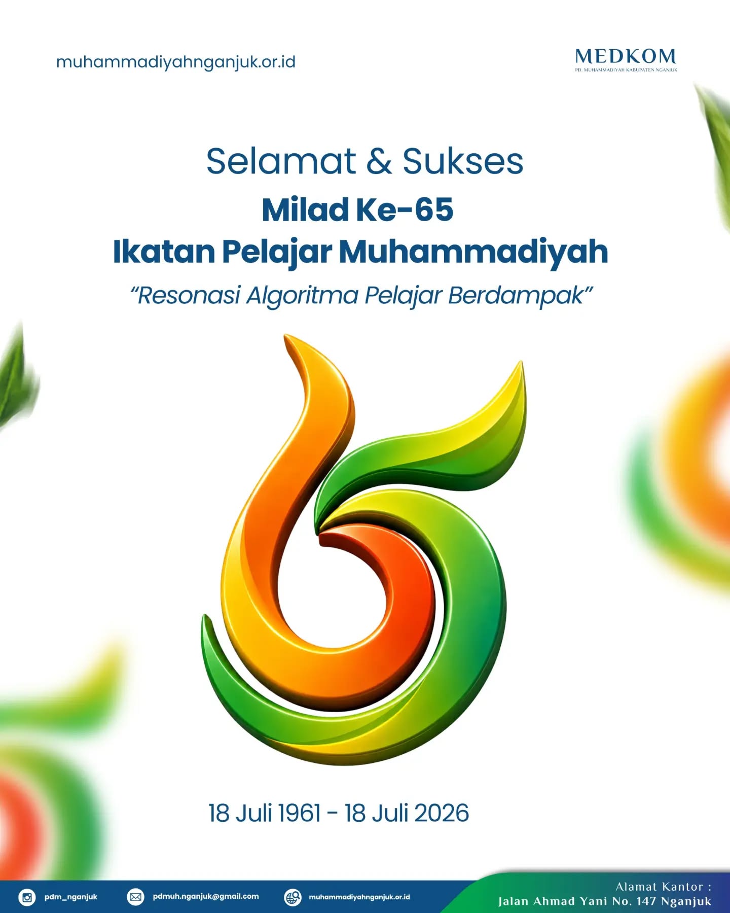 Selamat & Sukses Milad Ke 65 Ikatan Pelajar Muhammadiyah. "Resonasi Algoritmanya Pelajar Berdampak". 18 Juli 1961 - 18 Juli 2026

#muhammadiyah #ipm #nganjuk